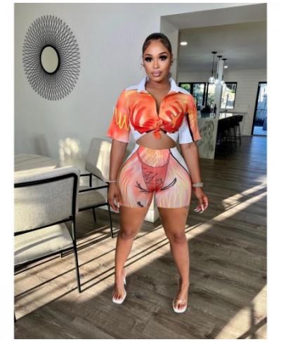 3D Printed Women 2 Piece Set Short Sleeve Lapel Sweatshirts Cycling Shorts Matching Set 2022 Summer Fitness Workout Tracksuit...