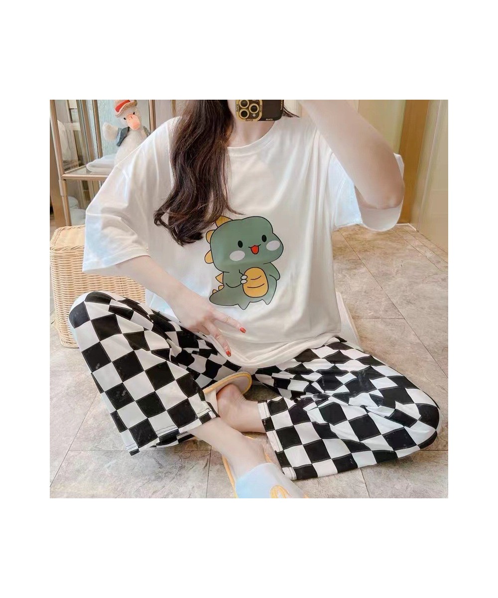 Autumn Spring Loungewear Women O Neck Pjs Women Homesuit Homeclothes Fashion Cartoon Printing Short Sleeve Long Pants Pj Set ...