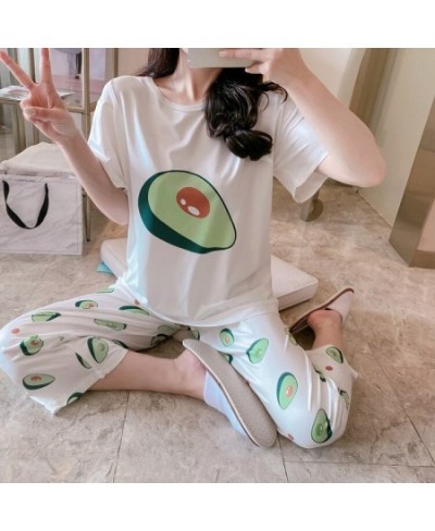 Autumn Spring Loungewear Women O Neck Pjs Women Homesuit Homeclothes Fashion Cartoon Printing Short Sleeve Long Pants Pj Set ...