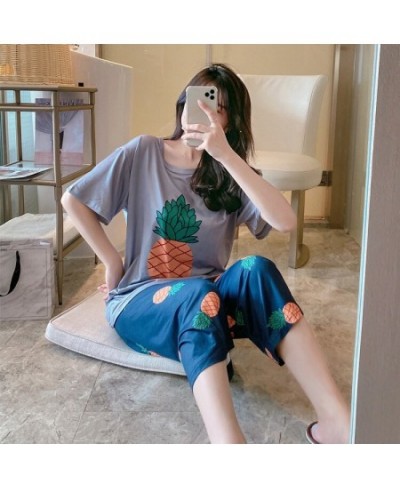 Autumn Spring Loungewear Women O Neck Pjs Women Homesuit Homeclothes Fashion Cartoon Printing Short Sleeve Long Pants Pj Set ...