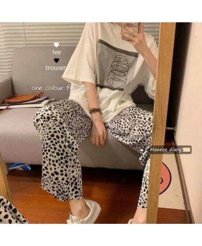 Autumn Spring Loungewear Women O Neck Pjs Women Homesuit Homeclothes Fashion Cartoon Printing Short Sleeve Long Pants Pj Set ...