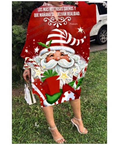 Christmas Dress Women Fashion Long Sleeve Red Santa Claus Dresses Party Evening Loose Maxi Long Dress Elegant Vocation Vestid...