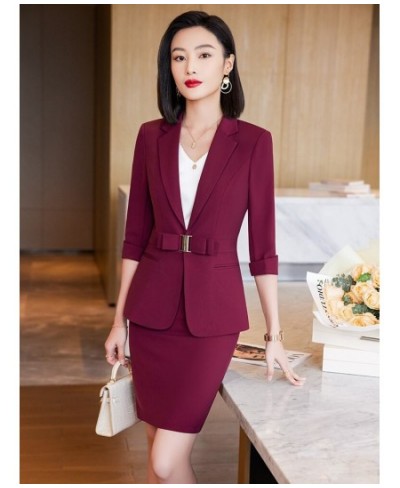 Orange Women Skirt Suit 2023 Summer White Black Chic And Elegant 2 Piece Jacket Sets Office Ladies Work Wear Short Sets $88.4...