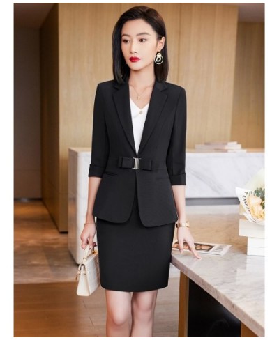 Orange Women Skirt Suit 2023 Summer White Black Chic And Elegant 2 Piece Jacket Sets Office Ladies Work Wear Short Sets $88.4...