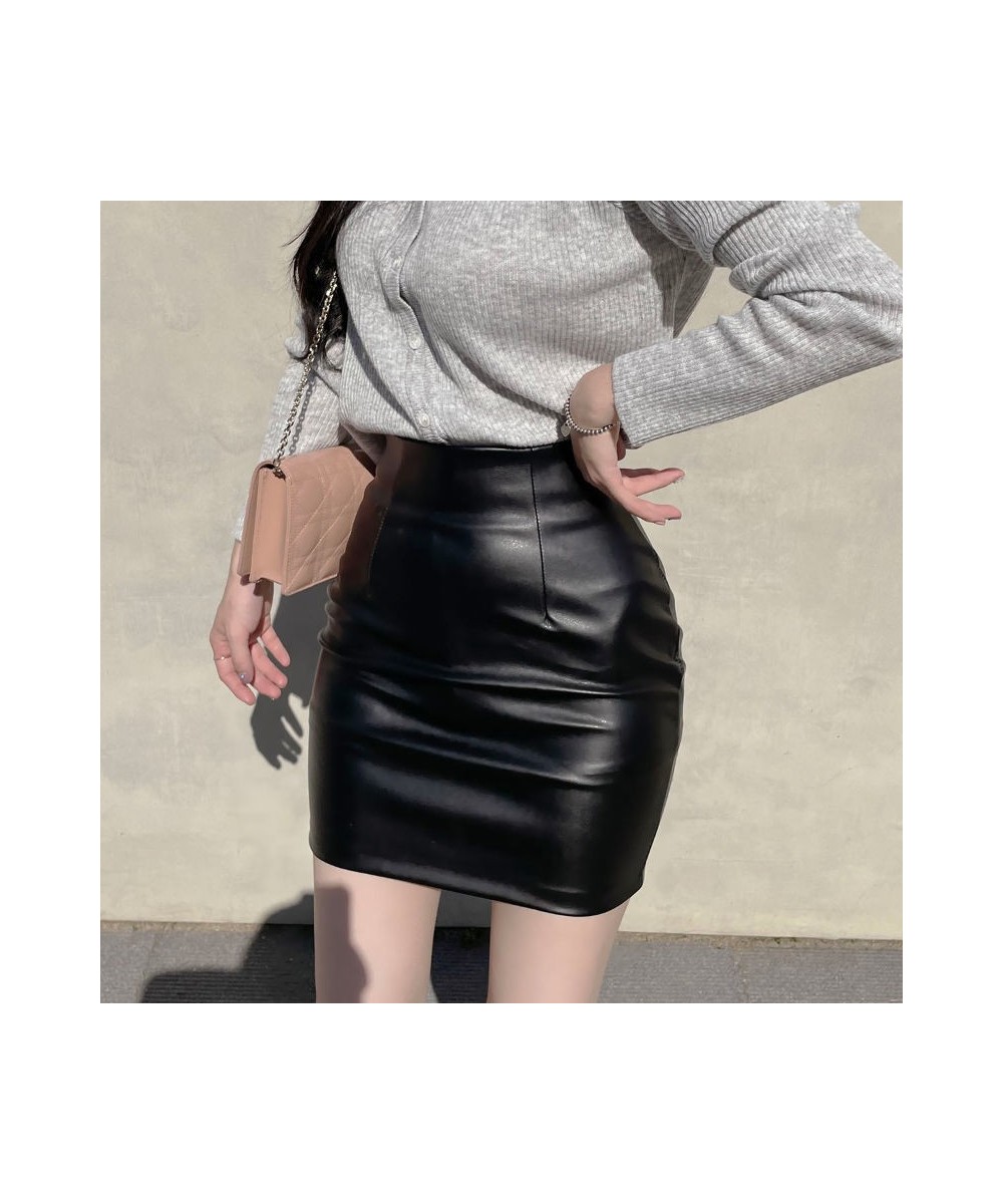 Black Mini Pu Leather Skirt Women Korean Fashion High-Waisted Elasticity Punk Style Bodycon Goth Sexy Skirts Female $28.75 - ...