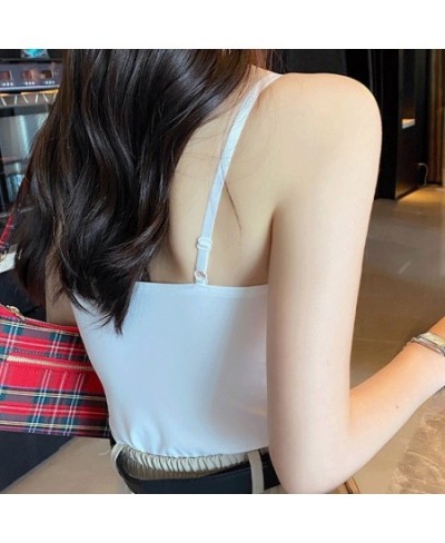 Women Summer Vest Tops Bralette Sleeveless Ice Silk Crop Tops Bra Lingerie Solid Color Sexy Camisole with Chest Pad Underwear...