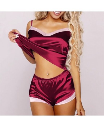 2022 Lace Pijama Dot Print Women's Pajama Sets V-Neck Stretch Satin Sexy Lingerie Sleepwear Pajamas Home Wear Nightwear $26.3...