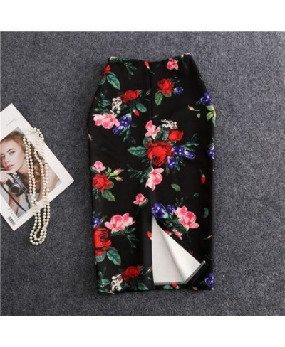 Women's Pencil Skirts letters Printed Graphic Summer Autumn High Waist Slit Tube faldas Woman Stretch Skirt Female $39.27 - S...