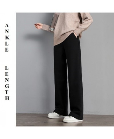 Women Warm Winter Plush Thick Pants Lambskin Cashmere Trousers High Waist Cotton Fleece Loose Female Wide Leg Pants PELEDRESS...