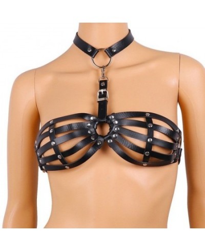 Sexy Leather Lingerie Halter Neck Bondage Cage Bra Women's Underwear Erotic Hollow Out Bra Lingerie Sexy Adult Costume Plus $...