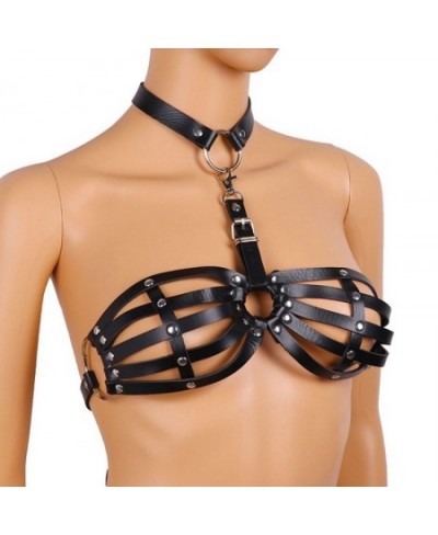 Sexy Leather Lingerie Halter Neck Bondage Cage Bra Women's Underwear Erotic Hollow Out Bra Lingerie Sexy Adult Costume Plus $...