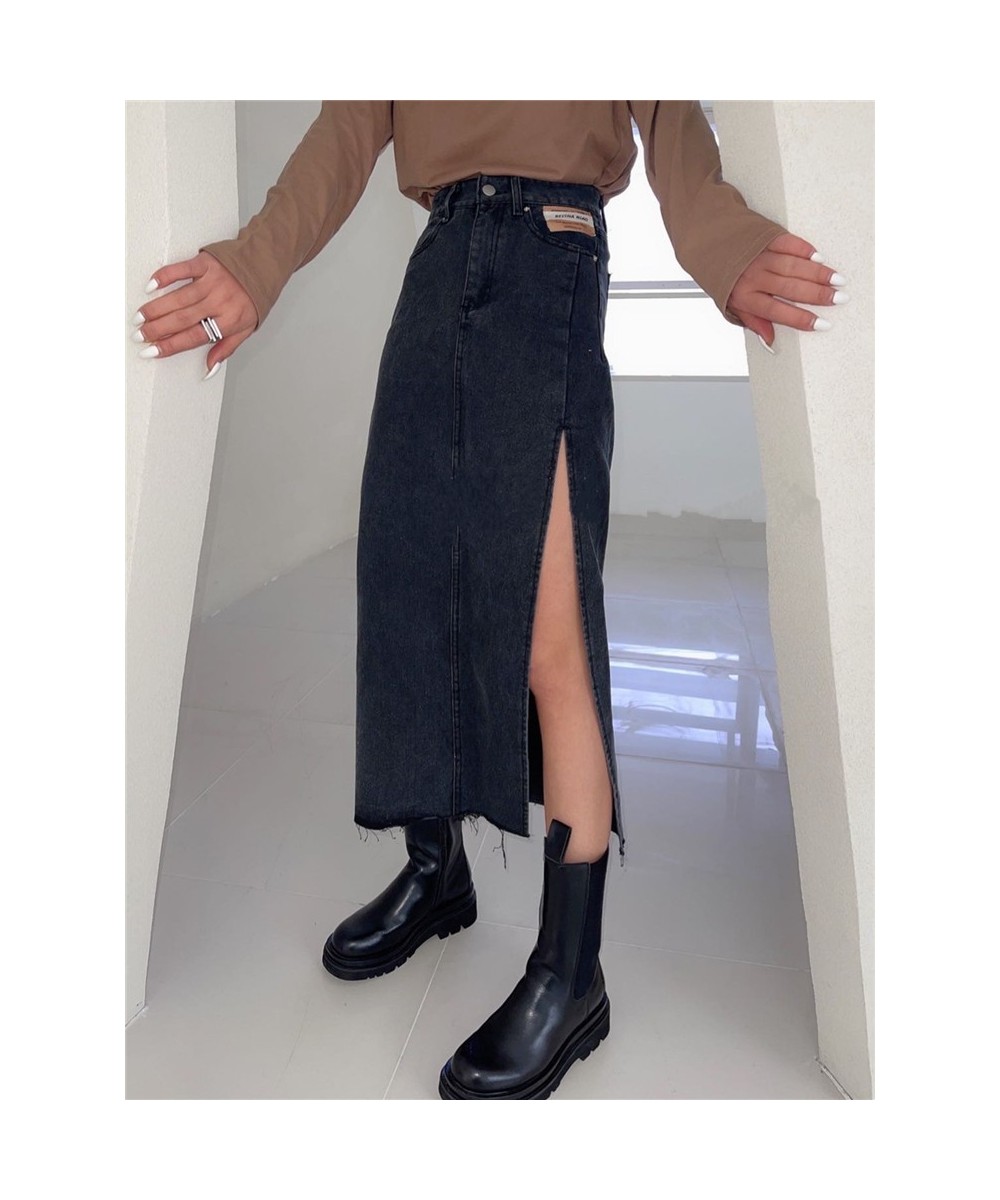 Summer Women's Long Denim Wrap Skirts 2023 New Classic High Wasit Jeans Skirts Straight Side Split A-line Pencil Skirts Femal...