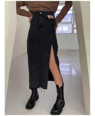 Summer Women's Long Denim Wrap Skirts 2023 New Classic High Wasit Jeans Skirts Straight Side Split A-line Pencil Skirts Femal...