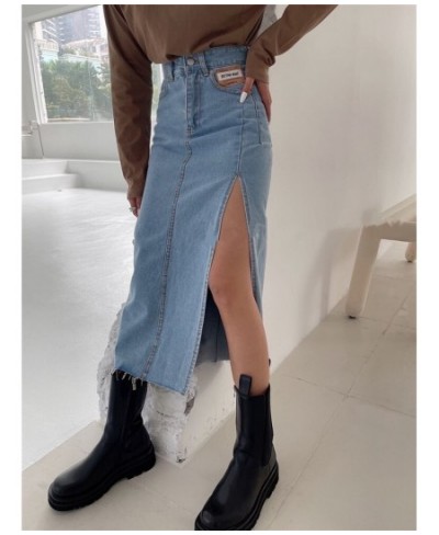 Summer Women's Long Denim Wrap Skirts 2023 New Classic High Wasit Jeans Skirts Straight Side Split A-line Pencil Skirts Femal...