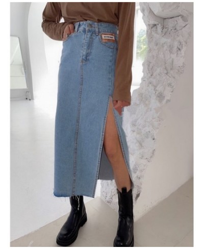 Summer Women's Long Denim Wrap Skirts 2023 New Classic High Wasit Jeans Skirts Straight Side Split A-line Pencil Skirts Femal...