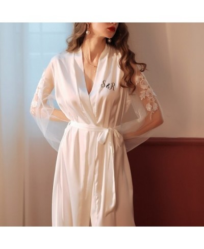 Customize Elegant Wedding Long Robe Bride Bridesmaid Bathrobe Sexy Nightwear Bridal Satin Robe $48.24 - Sleepwears