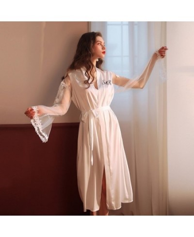 Customize Elegant Wedding Long Robe Bride Bridesmaid Bathrobe Sexy Nightwear Bridal Satin Robe $48.24 - Sleepwears