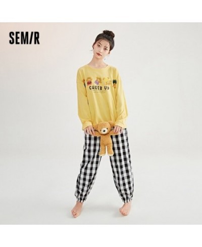 Pajamas Women Cotton Suit Spring Autumn Casual Long Sleeve Trousers Plaid Pants Autumn Home Clothes Women $53.55 - Sleepwears