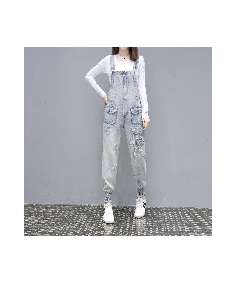 Spring 2023 New Cartoon Three-Dimensional Flower Suspender Denim Jeans Casual Romper Jeans Jumpsuit Women Romper $90.69 - Jeans