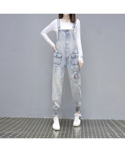 Spring 2023 New Cartoon Three-Dimensional Flower Suspender Denim Jeans Casual Romper Jeans Jumpsuit Women Romper $90.69 - Jeans