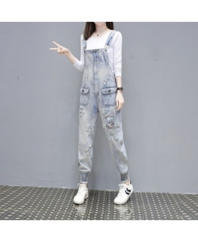 Spring 2023 New Cartoon Three-Dimensional Flower Suspender Denim Jeans Casual Romper Jeans Jumpsuit Women Romper $90.69 - Jeans