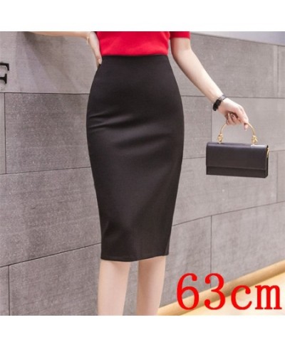 Elegant High Waist Skirts Workwear Plus Size Midi Skirt Slit Black Red elastic Office Lady Bodycon Pencil Skirts Womens 4XL 5...