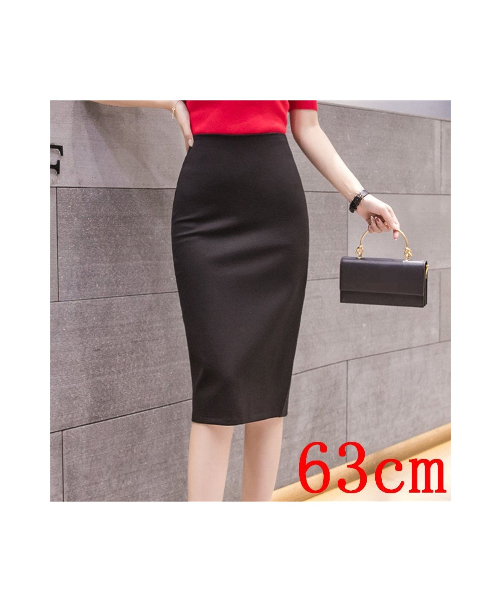 Elegant High Waist Skirts Workwear Plus Size Midi Skirt Slit Black Red elastic Office Lady Bodycon Pencil Skirts Womens 4XL 5...