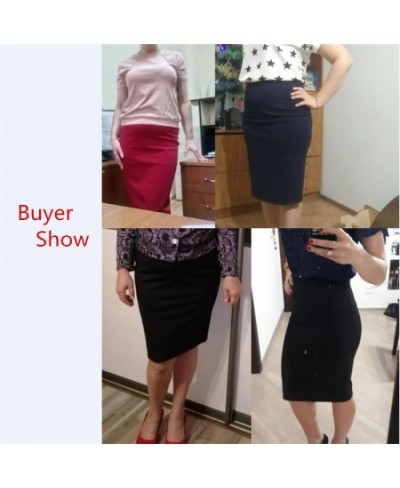 Elegant High Waist Skirts Workwear Plus Size Midi Skirt Slit Black Red elastic Office Lady Bodycon Pencil Skirts Womens 4XL 5...