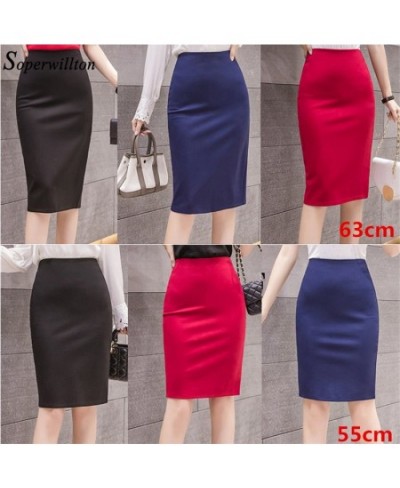 Elegant High Waist Skirts Workwear Plus Size Midi Skirt Slit Black Red elastic Office Lady Bodycon Pencil Skirts Womens 4XL 5...