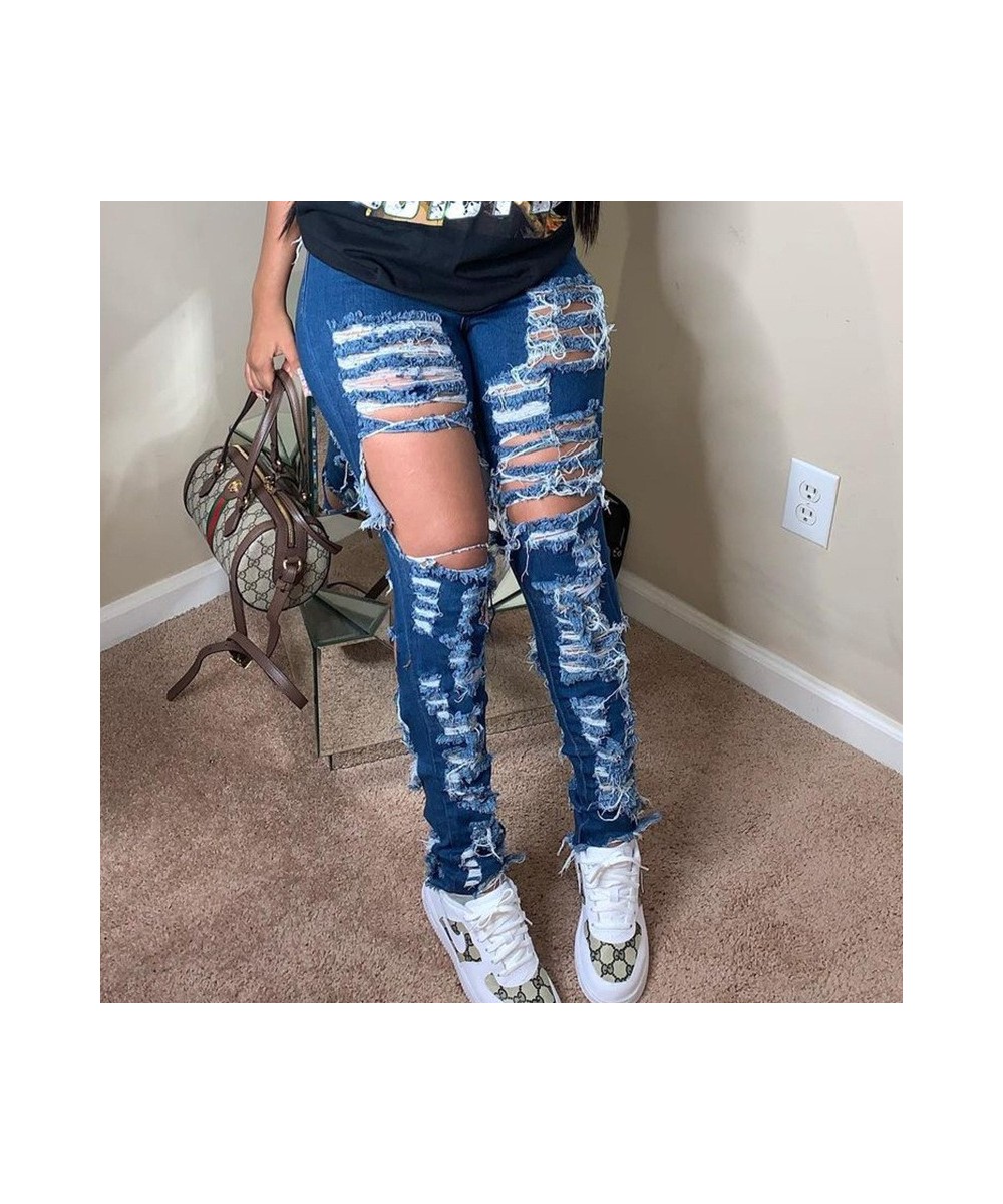 2023 Woman Fashion Sexy Hollow Out Pants Pencil Jeans $46.25 - Jeans