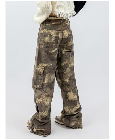 Fashion Women's Pants Loose Straight High Waist Drawstring Multiple Pockets Wid Leg Camouflage Trousers Spring 2023 New $85.5...