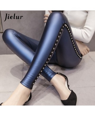 PU Leather leggings Women New Winter Fleece Matte Chic Rivets Push Up Pencil Pants 4 Colors Slim Lady Leggings S-XXXL $30.84 ...