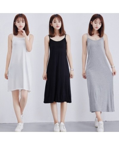 Women's Modal Full Slip Dress Spaghetti strap Vest Skirt 90 to 120cm Long Under dress Camisoles slips Inner Petticoat $21.89 ...