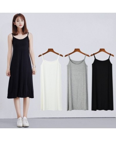 Women's Modal Full Slip Dress Spaghetti strap Vest Skirt 90 to 120cm Long Under dress Camisoles slips Inner Petticoat $21.89 ...