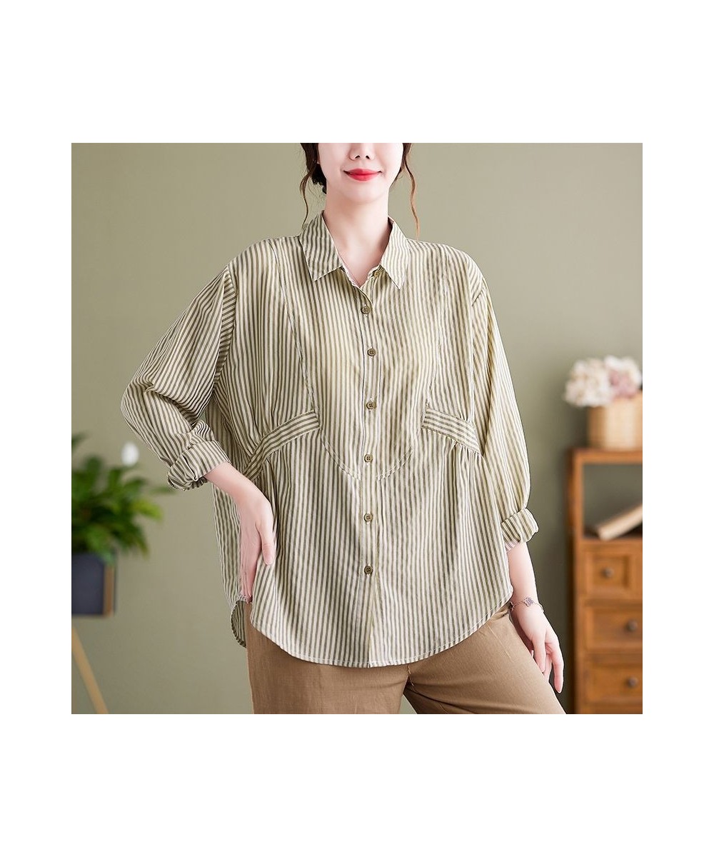 Loose Elegant Spring Summer Thin Striped Blouses Button Turn-down Collar Korean Casual Fashion Simplicity Women's Clothing 20...