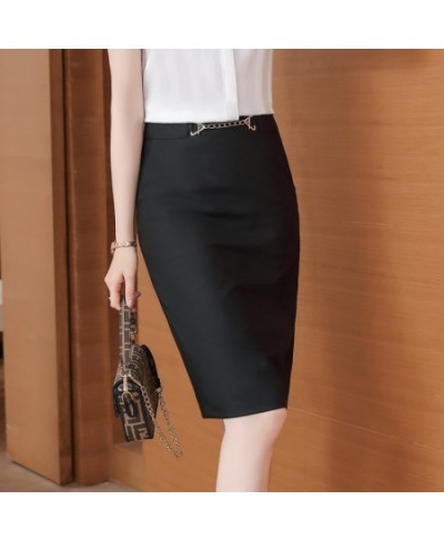 Skirts For women Summer Office Ladies Sexy Pink High-waisted Midi Pencil Skirt 2023 Korean Fashion Black White Skirt $44.14 -...