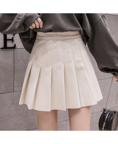 Casual Streetwear Pleated Skirt Women Winter Wool Short Skirts A-line Mini Jupe Femme Gray Black Saia Kawaii School Skater $3...