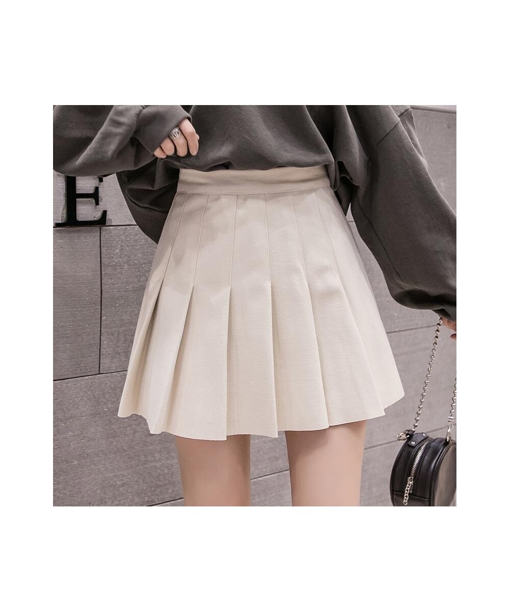 Casual Streetwear Pleated Skirt Women Winter Wool Short Skirts A-line Mini Jupe Femme Gray Black Saia Kawaii School Skater $3...