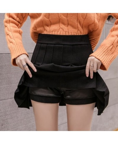 Casual Streetwear Pleated Skirt Women Winter Wool Short Skirts A-line Mini Jupe Femme Gray Black Saia Kawaii School Skater $3...