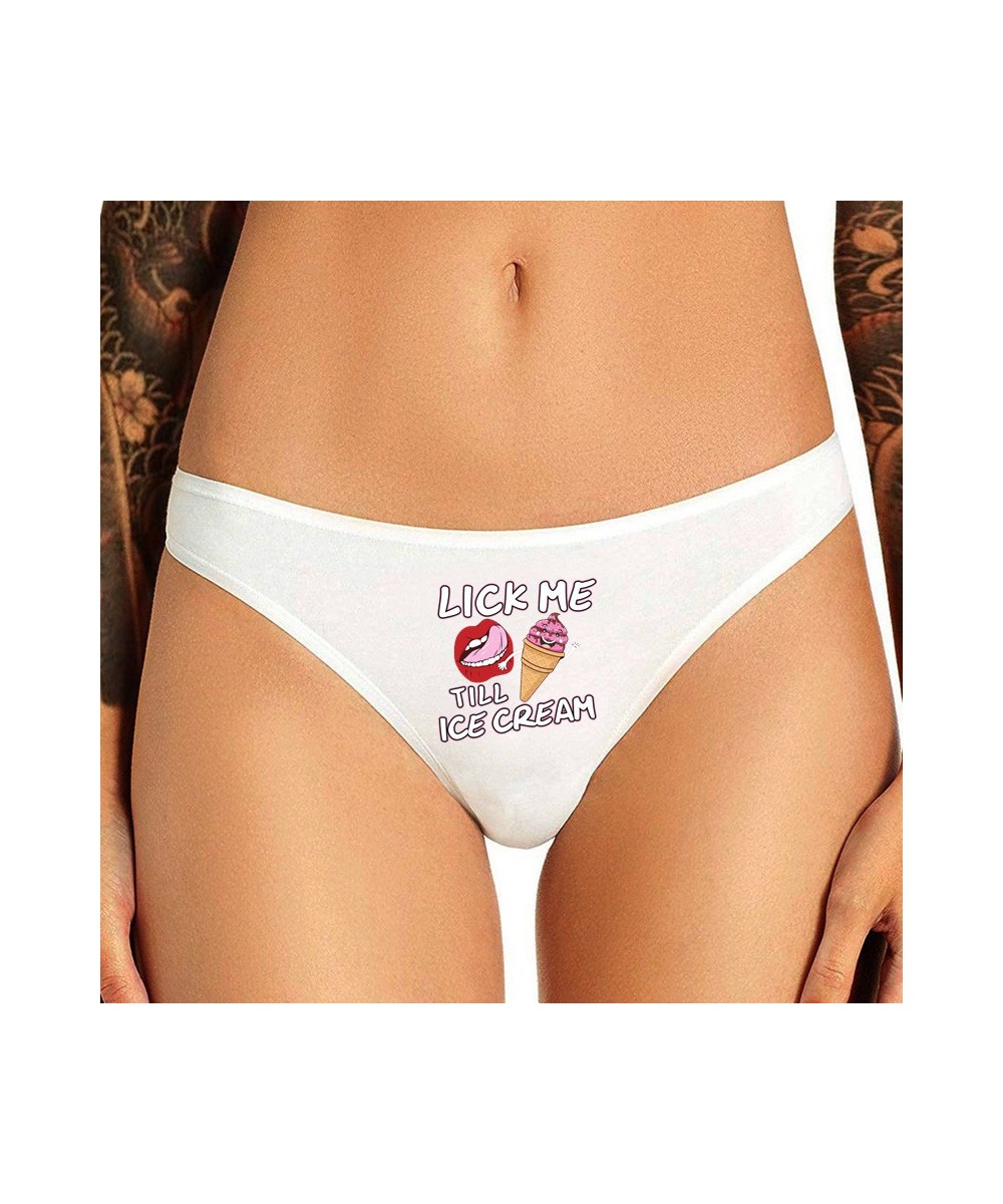 Suck Me Rainbow Icecream Print Fashion Women Sexy Seamless Thong Underwear Funny Panties for Women Sexy Low Waist $13.95 - Un...