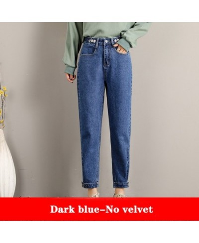 Woman Jeans Autumn Winter Velvet Thickening Harem Pants Loose Mid Waist Wide Leg Ankle Length Pants Female $53.12 - Jeans