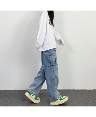 Men Jean Pants Japanese Retro Washed Straight Wide-Leg Jeans Loose Big Pocket Couple Hip Hop Street Denim Pants Male $48.34 -...