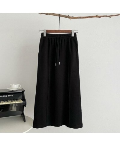 New Elastic Waist Casual Long Skirts Women 2023 Solid All Match Elegant Skirt Fall Jupe Drawstrig Straight Faldas Mujer Autum...