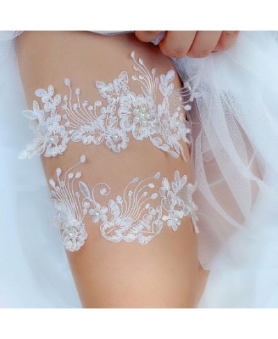 2Pcs Wedding Garter Lace Beads Embroidery Flower Sexy Garters Women/Female/Bride Thigh Ring Bridal Lace Leg Ring Loop $14.14 ...