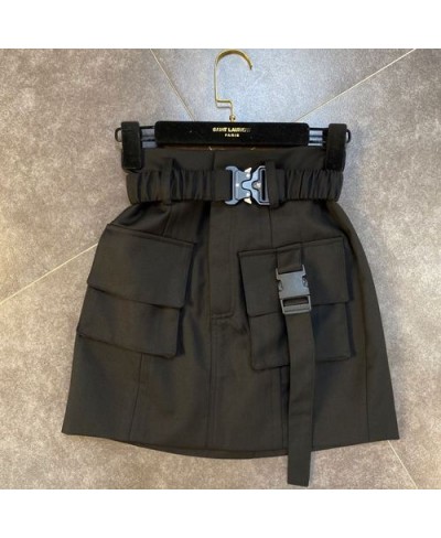 Personality High Waist A Line Pockets Skirts Woman Spring and Autumn Korean Fashion Casual Short Skirt with Belt Y2k Streetwe...