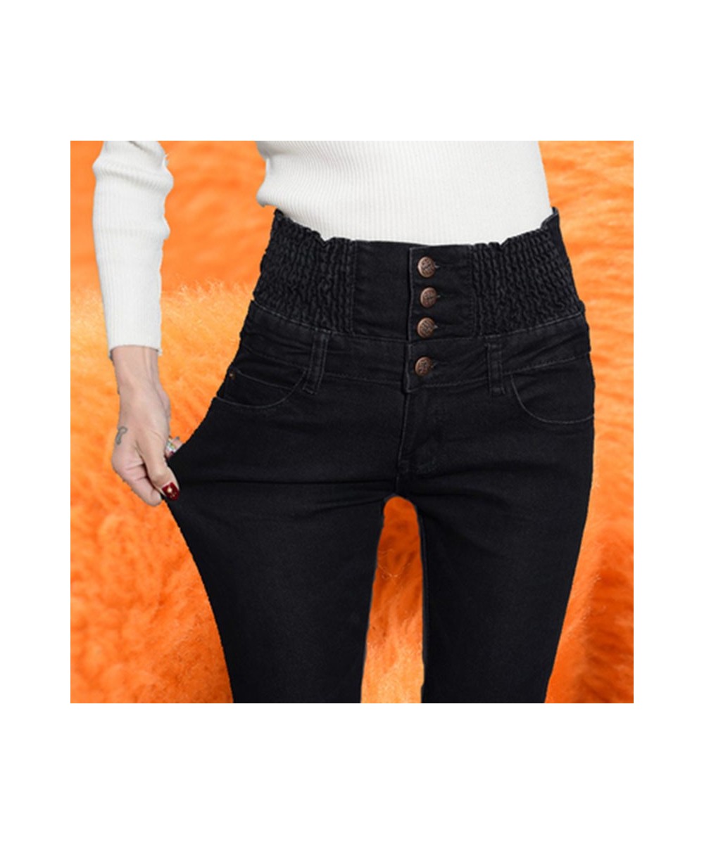 Denim Pants Autumn Winter Jeans for Women High Waist Skinny Warm Thick Jeans Ladies Elastic Stretch Velvet Jeans $39.46 - Jeans