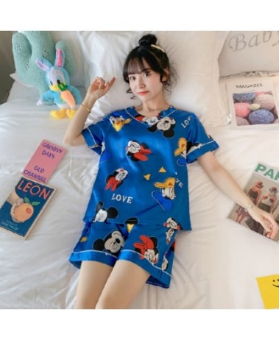 M-5XL Big Size Ice Silk Pyjama Sets Summer 2022 V-neck Top and Shorts Set for Women Loose Soft Pyjama Satin Femme Suit $32.67...