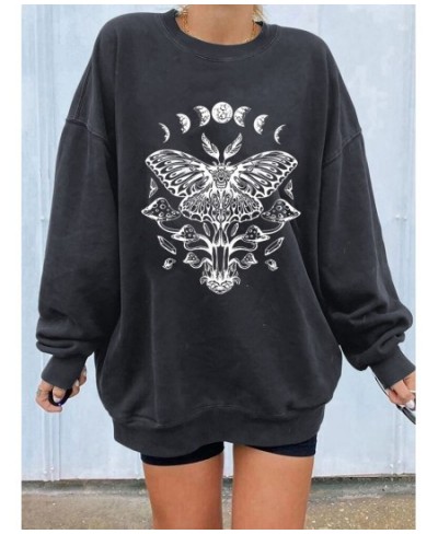 Mushroom Print Vintage Women Sweatshirts Drop Shoulder Long Sleeve Loose Oversized Streetwear Winter Sweartshirt Casual 90s $...