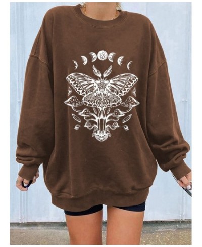 Mushroom Print Vintage Women Sweatshirts Drop Shoulder Long Sleeve Loose Oversized Streetwear Winter Sweartshirt Casual 90s $...