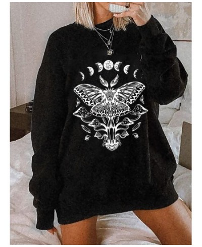 Mushroom Print Vintage Women Sweatshirts Drop Shoulder Long Sleeve Loose Oversized Streetwear Winter Sweartshirt Casual 90s $...